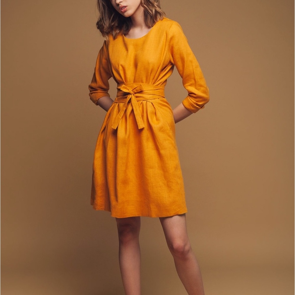 Linen Tie Mini Dress